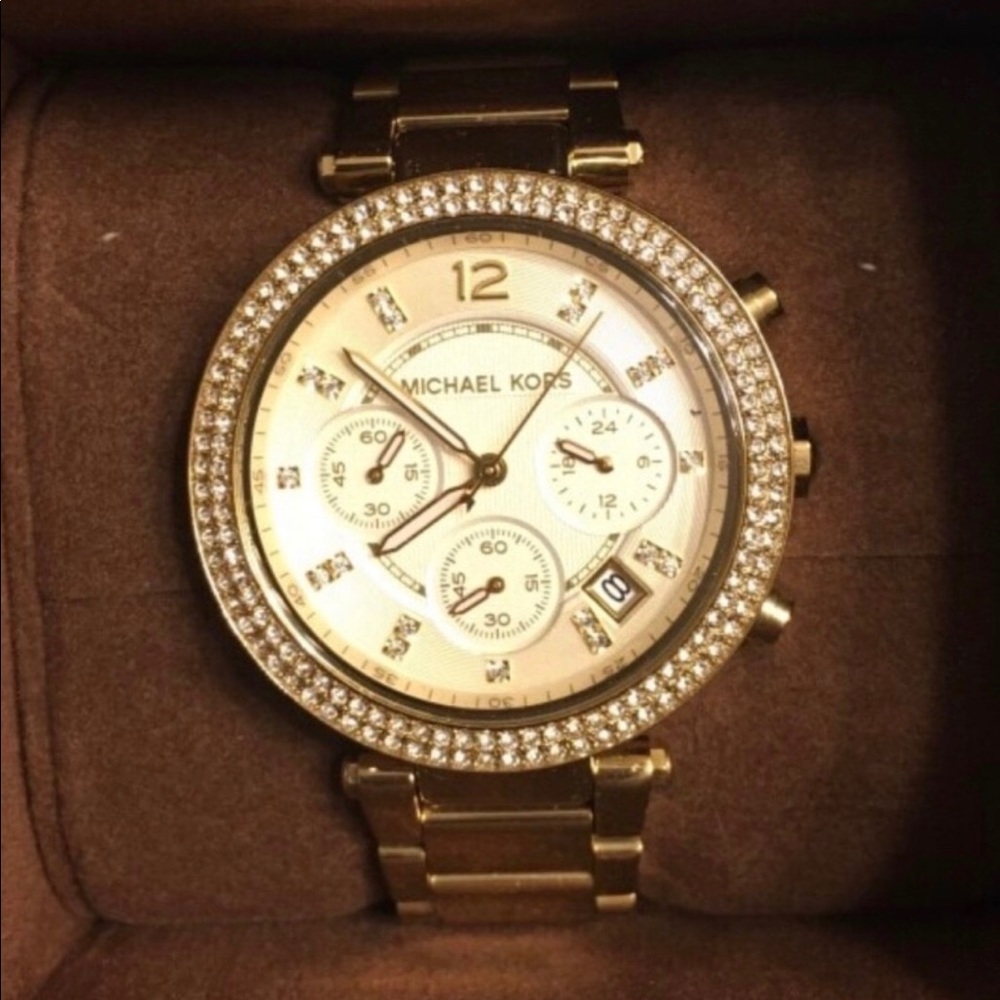 Gold diamond embezzled Michael kids watch